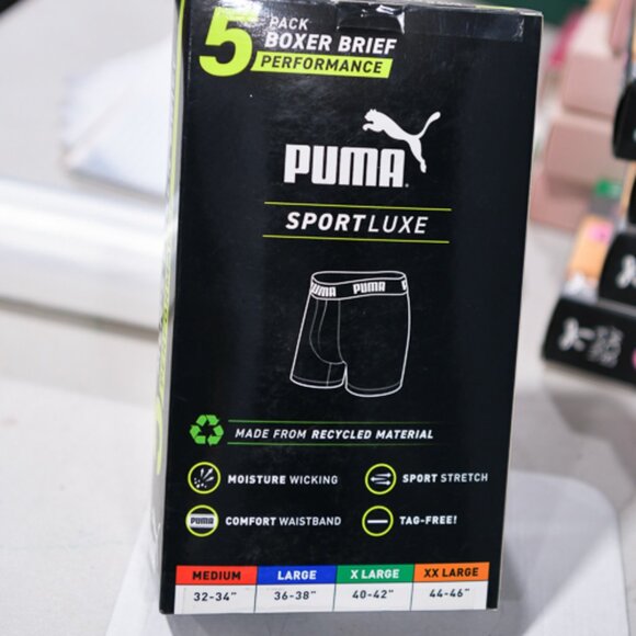 5 PACK BOXER BRIEF PERFORMANCE XL MEN'S PUMA SPORTLUXE PUMA PUMAX 미 MO - Picture 2 of 6